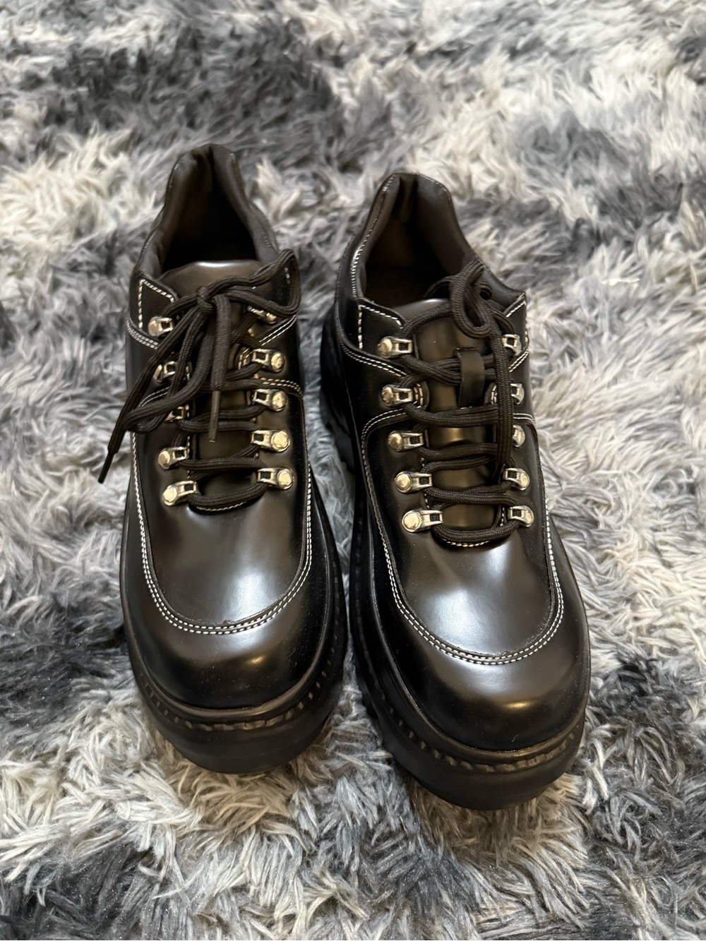 Women’s Black Platform Lace-Up Shoes